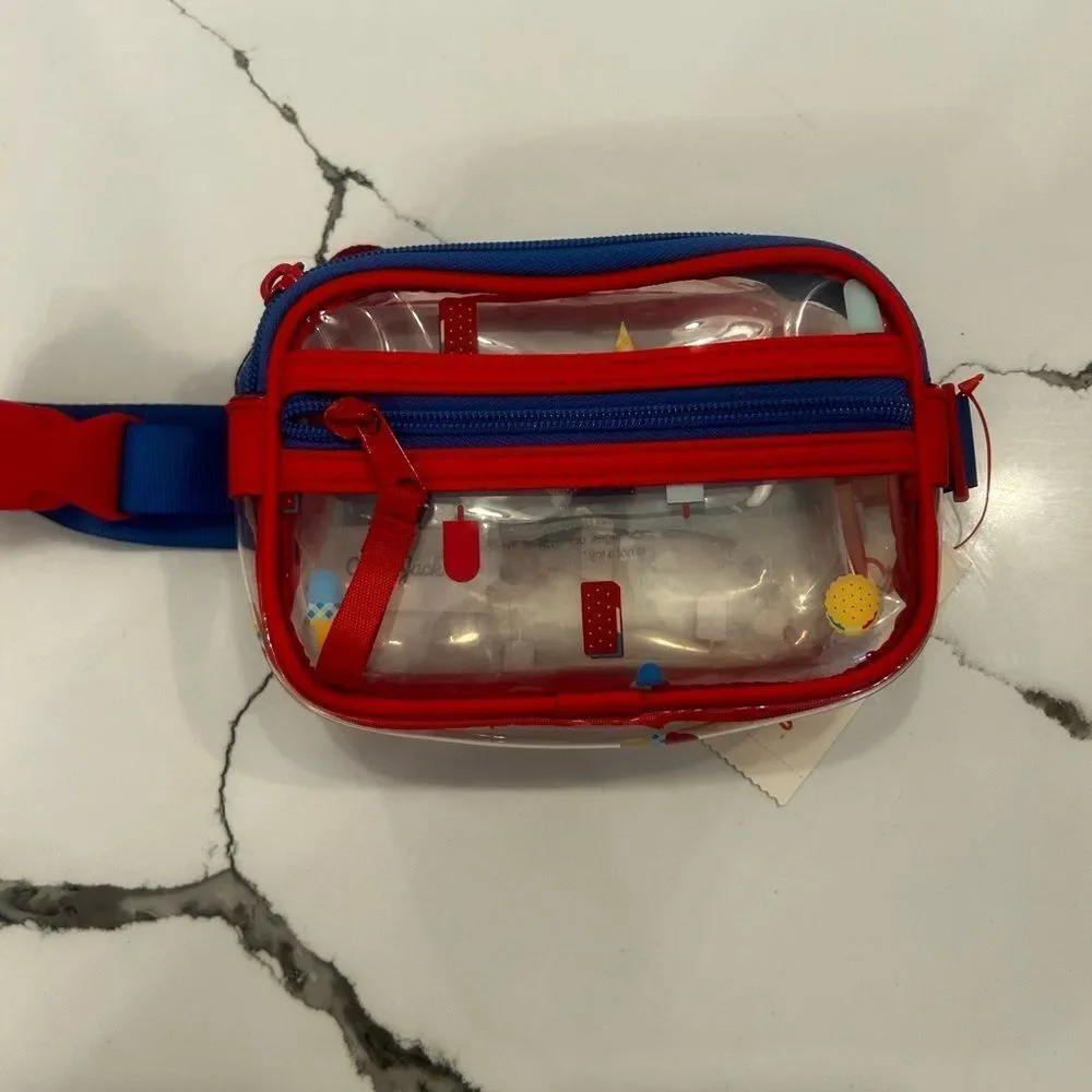Kids Clear Red and Blue Belt Bag NWT